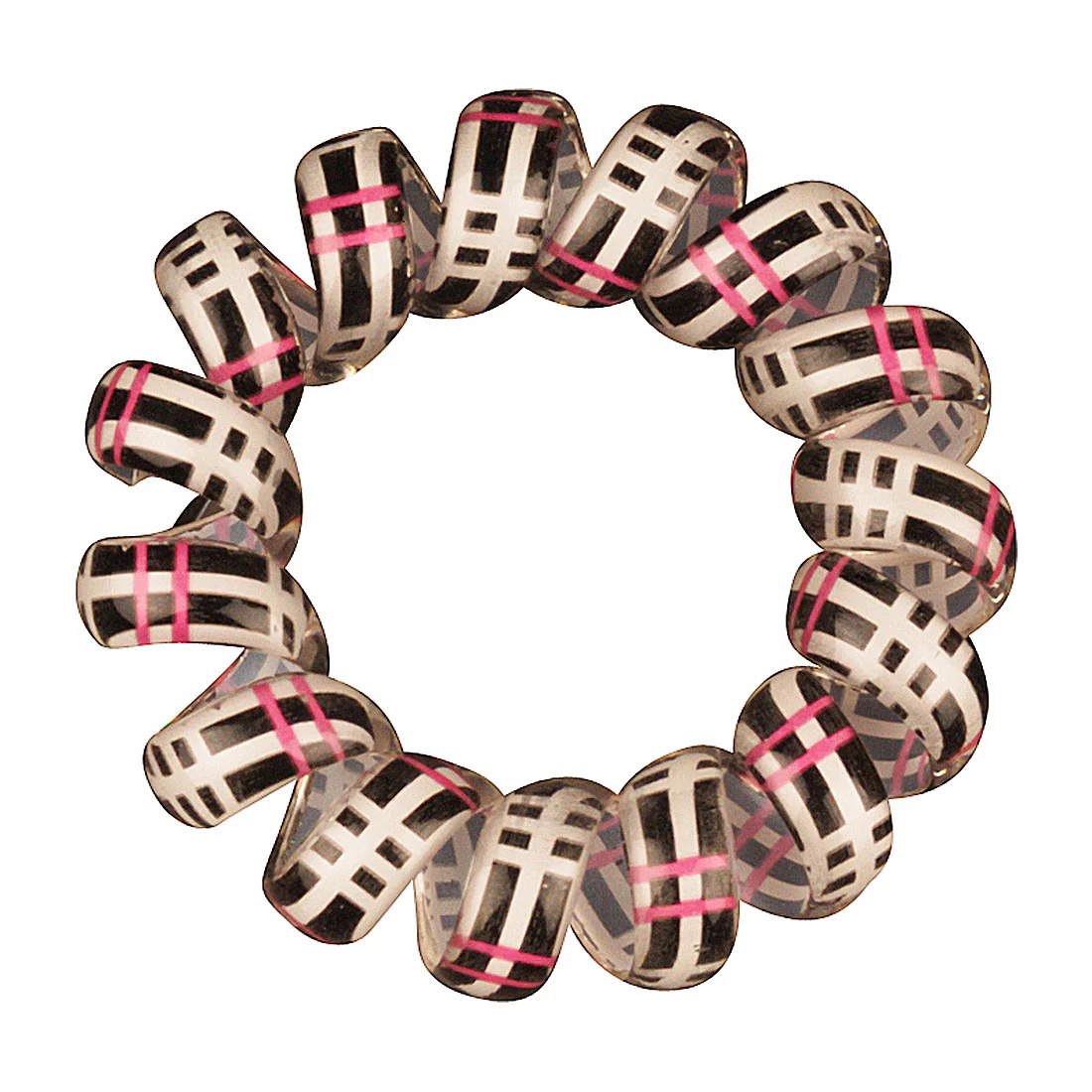 Phone Cord Hair Elastics Black|White|Pink <br>Set of 3 Snagless <br>Diameter 4.5cm