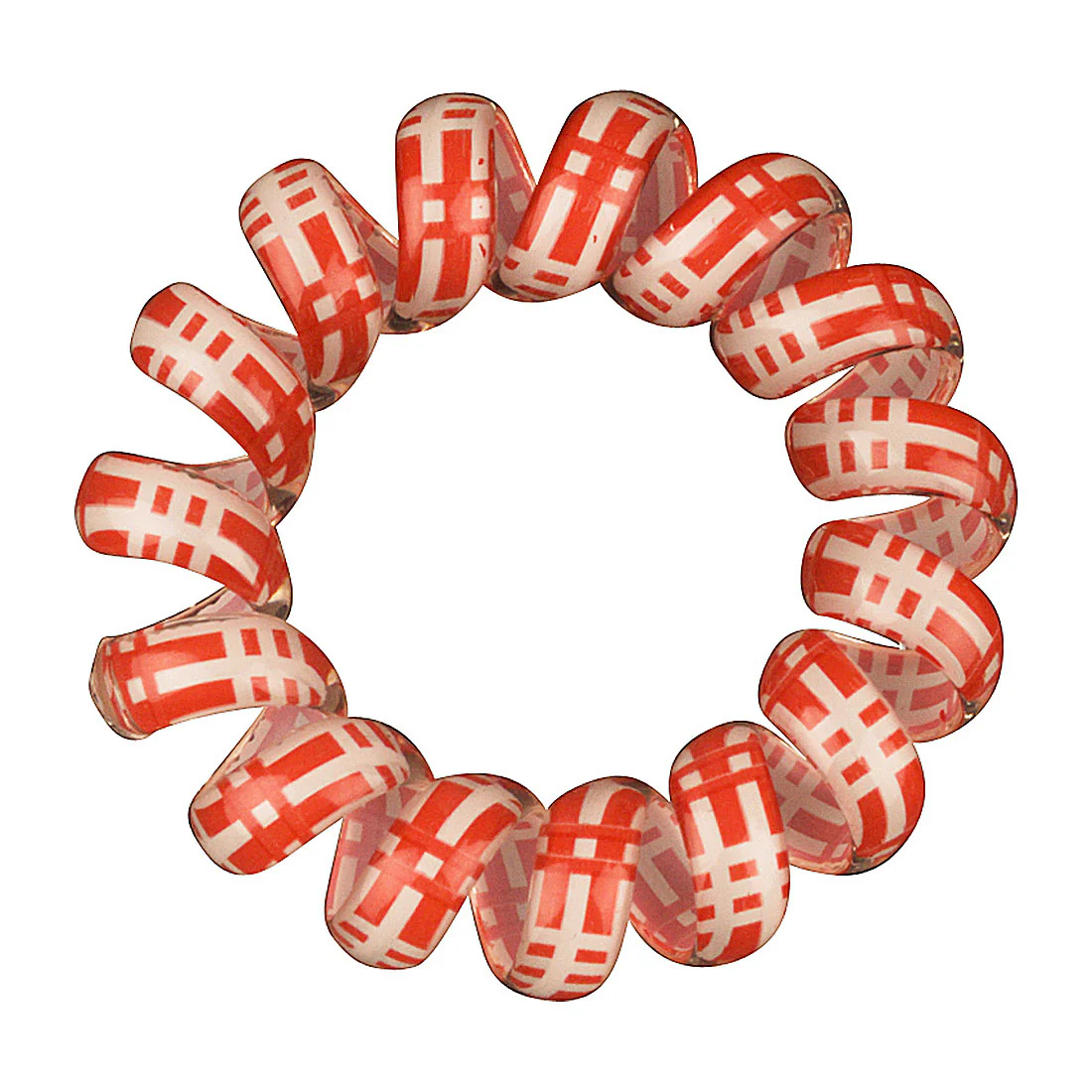 Phone Cord Hair Elastics Red|White <br>Set of 3 Snagless <br>Diameter 4.5cm