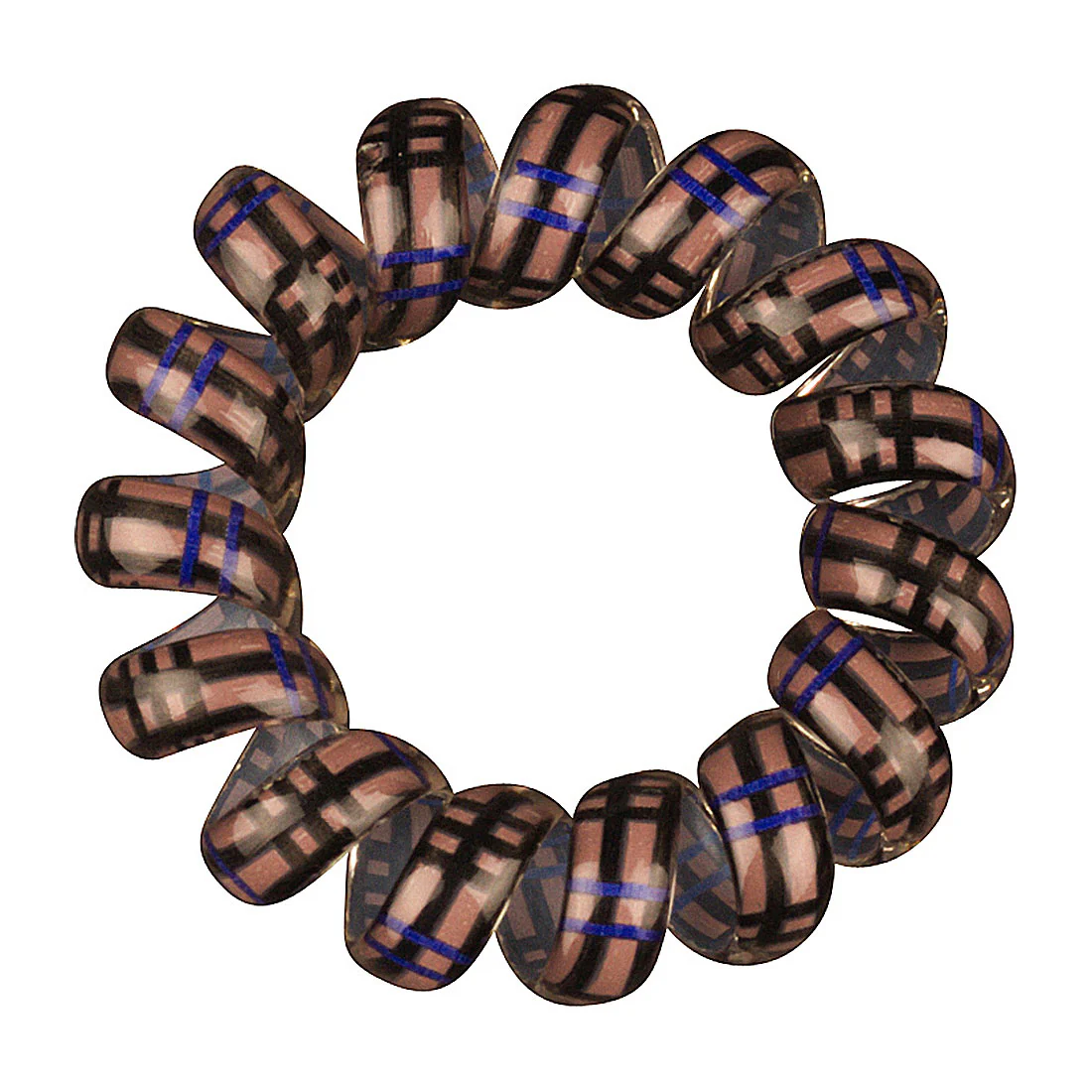 Phone Cord Hair Elastics Brown|Royal Blue|Black <br>Set of 3 Snagless <br>Diameter 4.5cm
