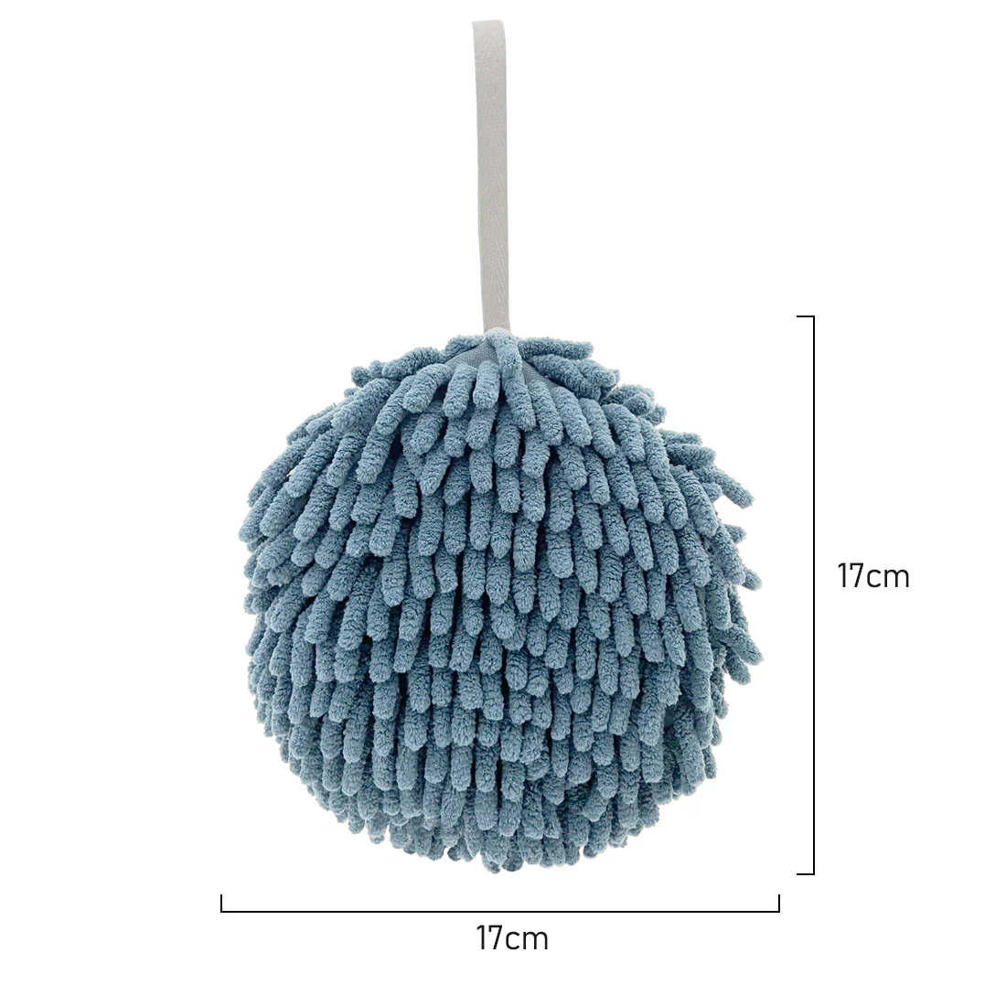 POM POM Hanging Hand Towel 3 Pack <br>Super Soft Chenille <br>Denim, Mint & Sky Blue - Image 6