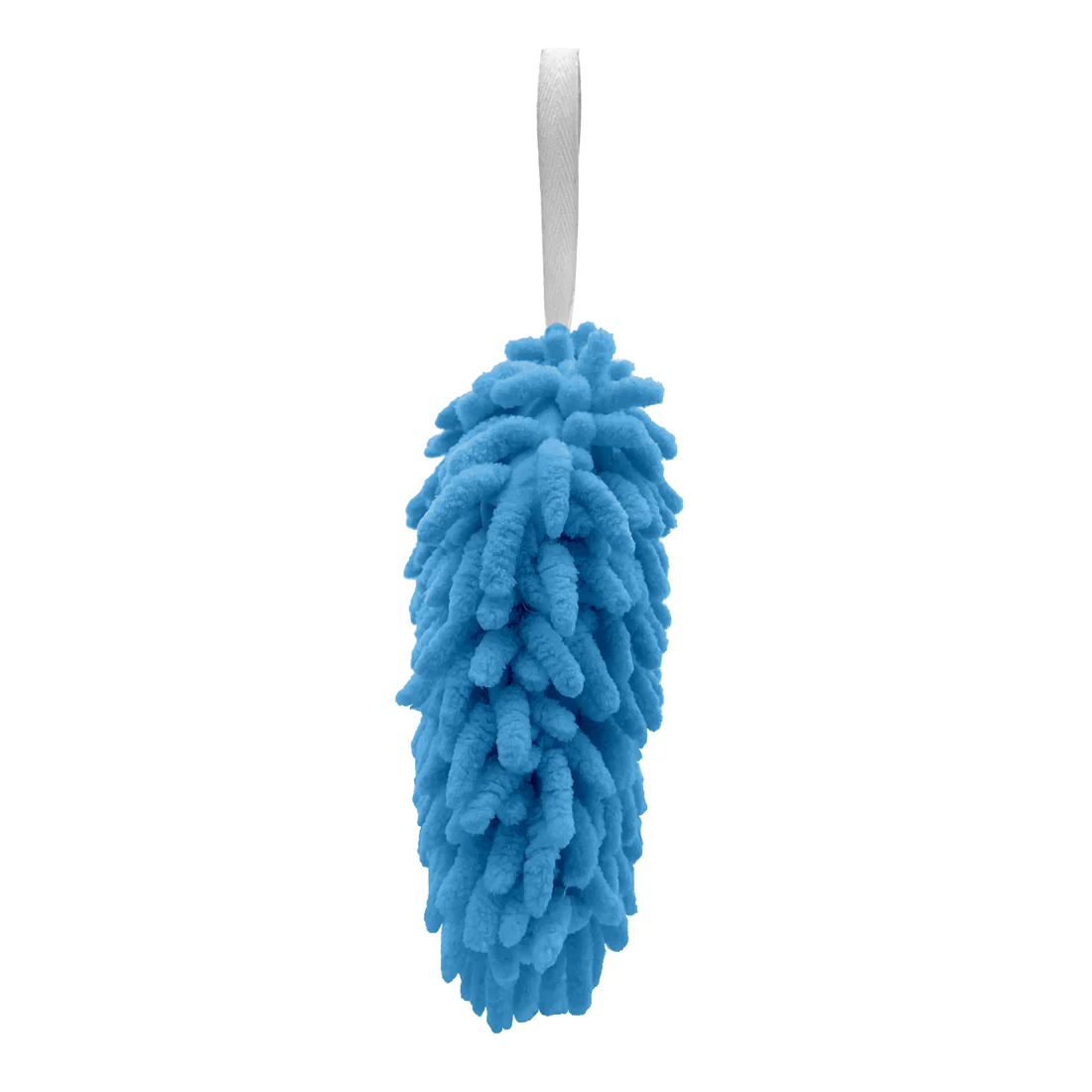 POM POM Hanging Hand Towel <br>Super Soft Chenille <br>Blue - Image 2