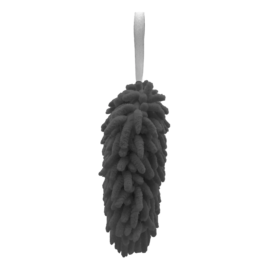 POM POM Hanging Hand Towel <br>Super Soft Chenille <br>Charcoal - Image 2