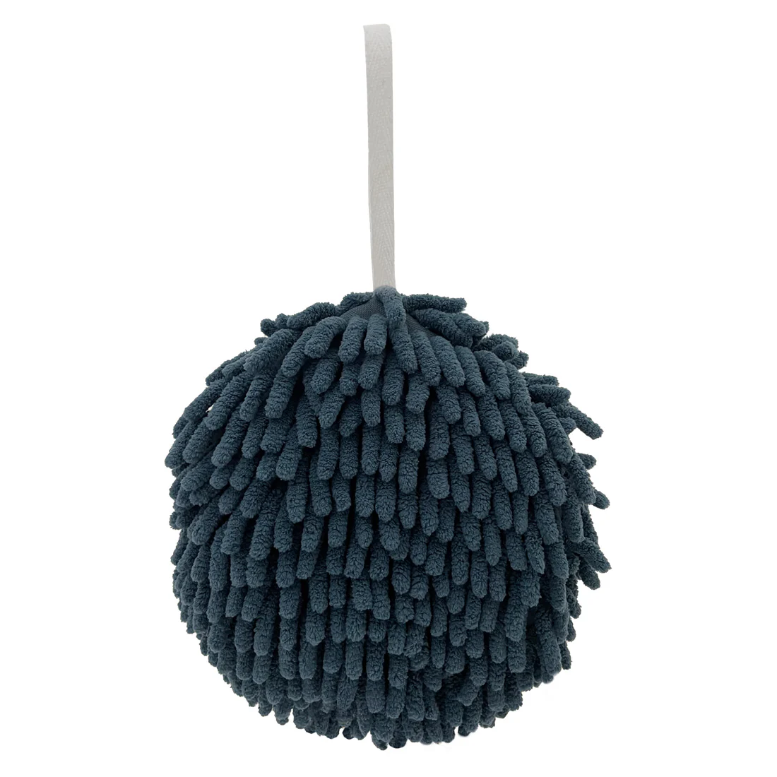 POM POM Hanging Hand Towel <br>Super Soft Chenille <br>Denim