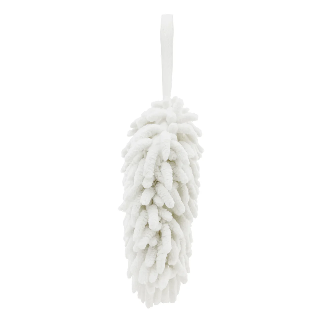 POM POM Hanging Hand Towel <br>Super Soft Chenille <br>White - Image 2