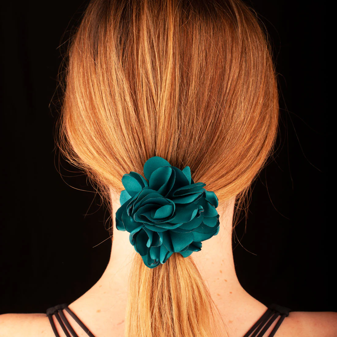 Ullu Rose Hair Elastic <br>Teal Green <br>Rose 8.5cm - Image 3
