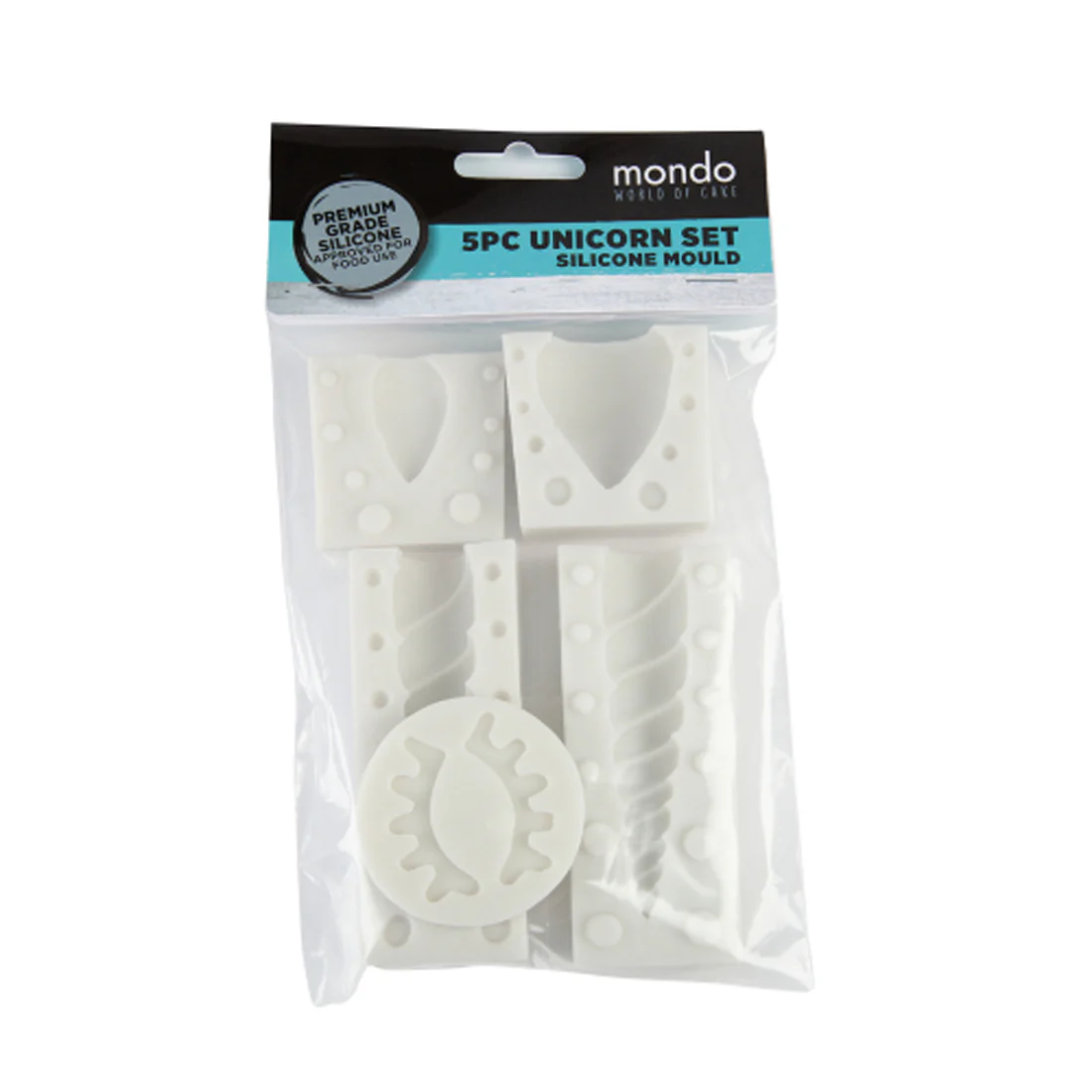 Silicone 5 Piece Unicorn Mould Set <br>White <br>Use with Modelling Paste, Fondant & Chocolate