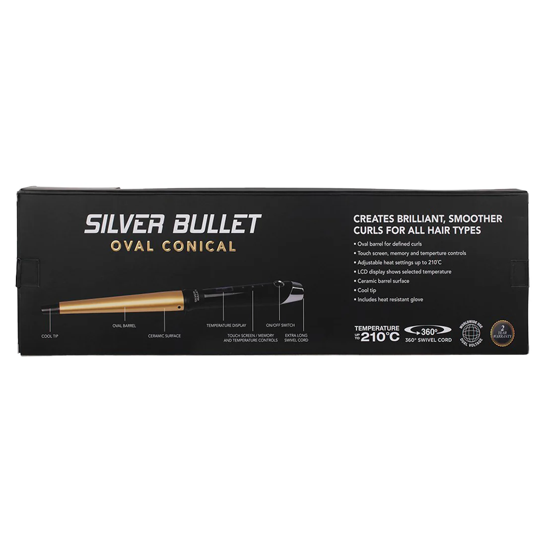 Silver Bullet Fastlane Oval Conical Curling Iron <br>Gold <br>Touch Screen - Image 4