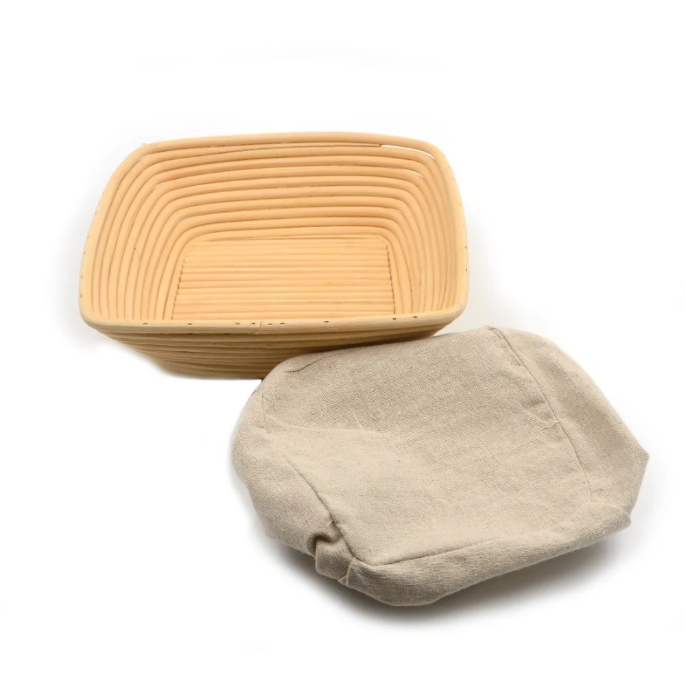 Square Banneton with Lining <br>Natural Ratten <br>Dimensions - 20cm