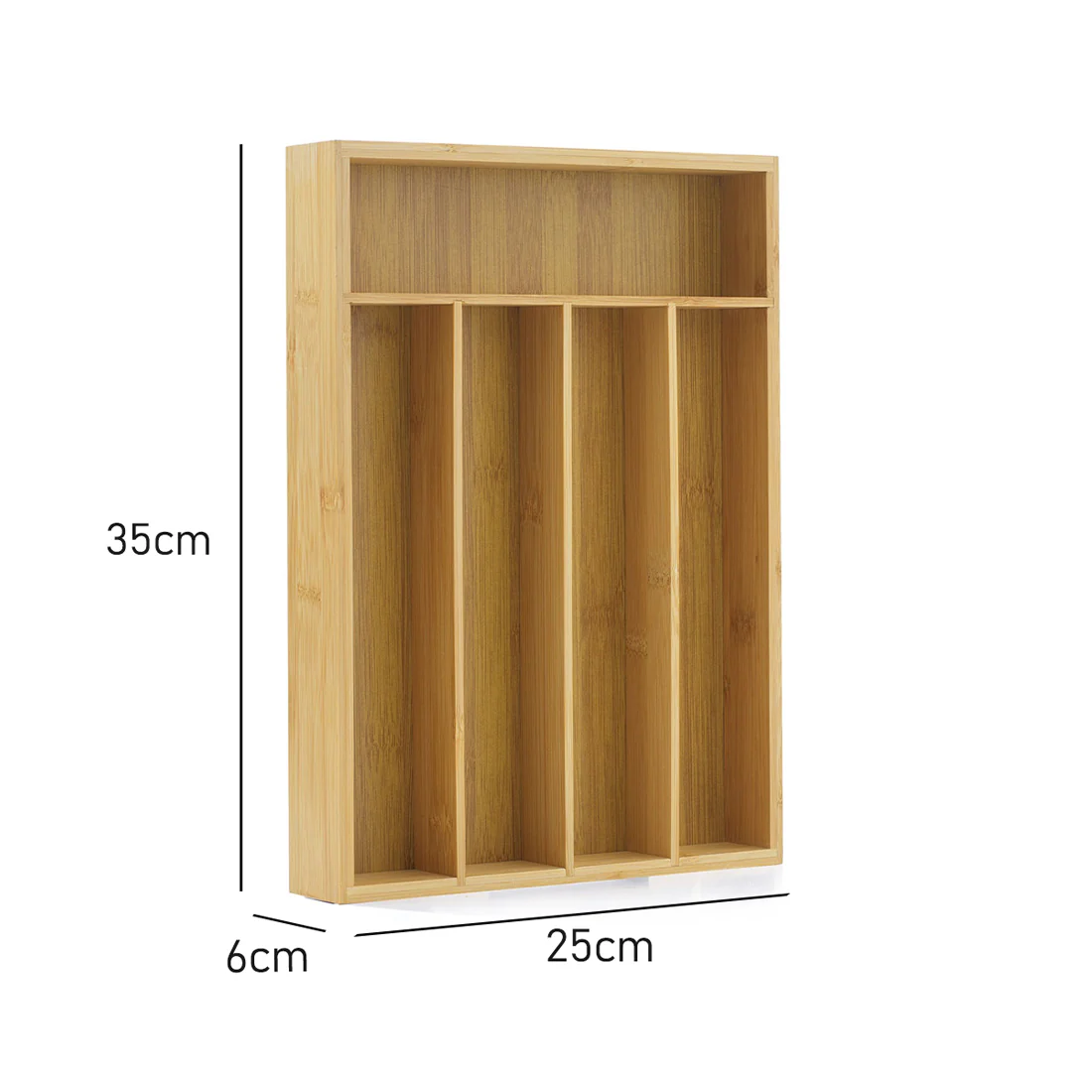 St Clare 5 Compartment Cutlery Tray <br>Eco Friendly Bamboo <br>Dimensions - 35 x 25 x 6cm - Image 3