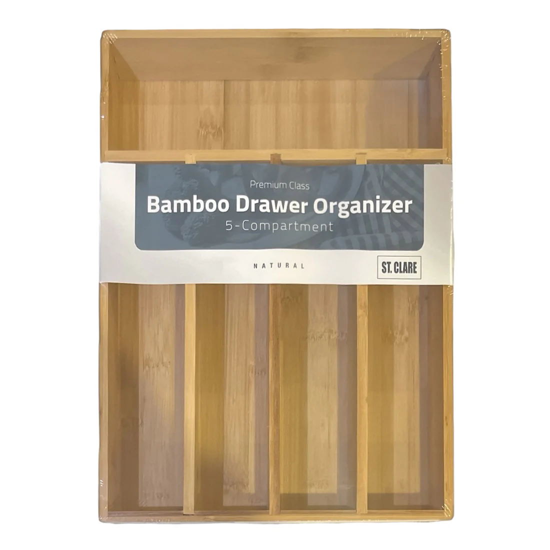 St Clare 5 Compartment Cutlery Tray <br>Eco Friendly Bamboo <br>Dimensions - 35 x 25 x 6cm - Image 4