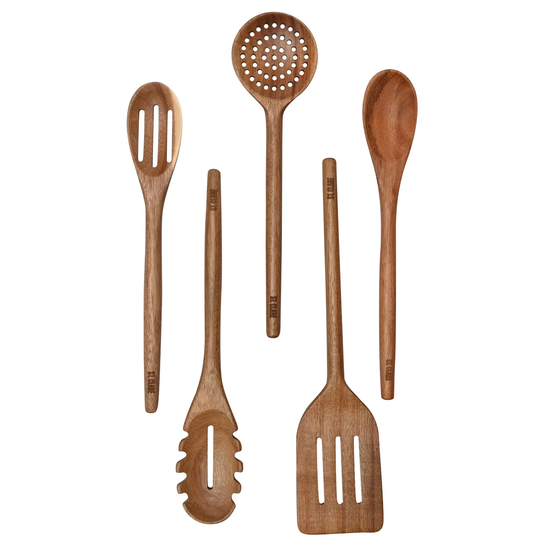 St. Clare 5 pce Utensil Set <br>Sustainably Farmed Solid Acacia Wood <br>Eco Friendly - Image 2