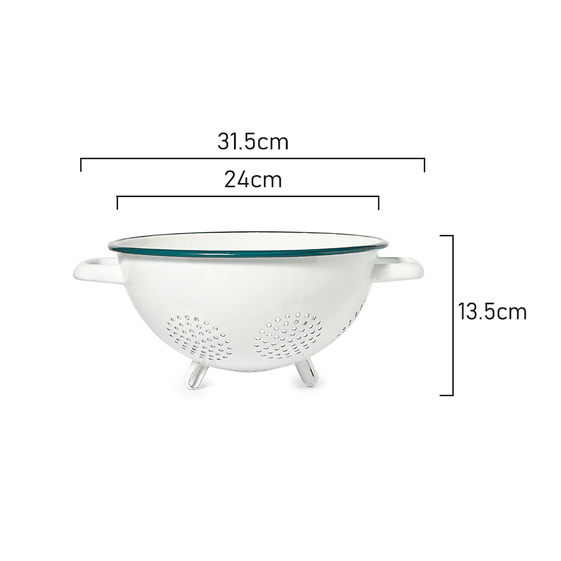 St Clare Enamel Colander <br>White & Green <br>Dimensions - 24cm - Image 3