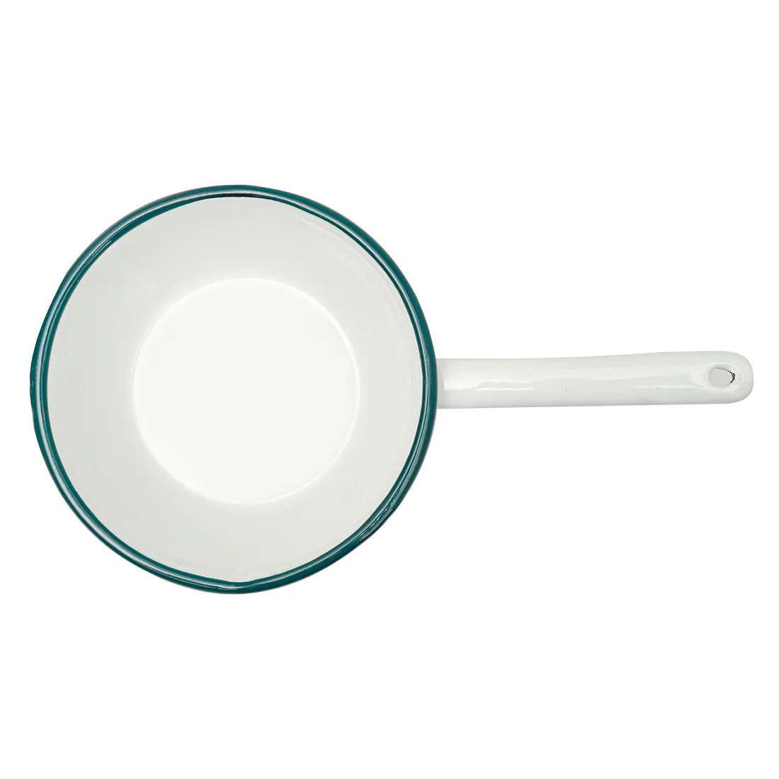 St Clare Enamel Milk Pan <br>White & Green <br>Dimensions - 16cm - Image 3