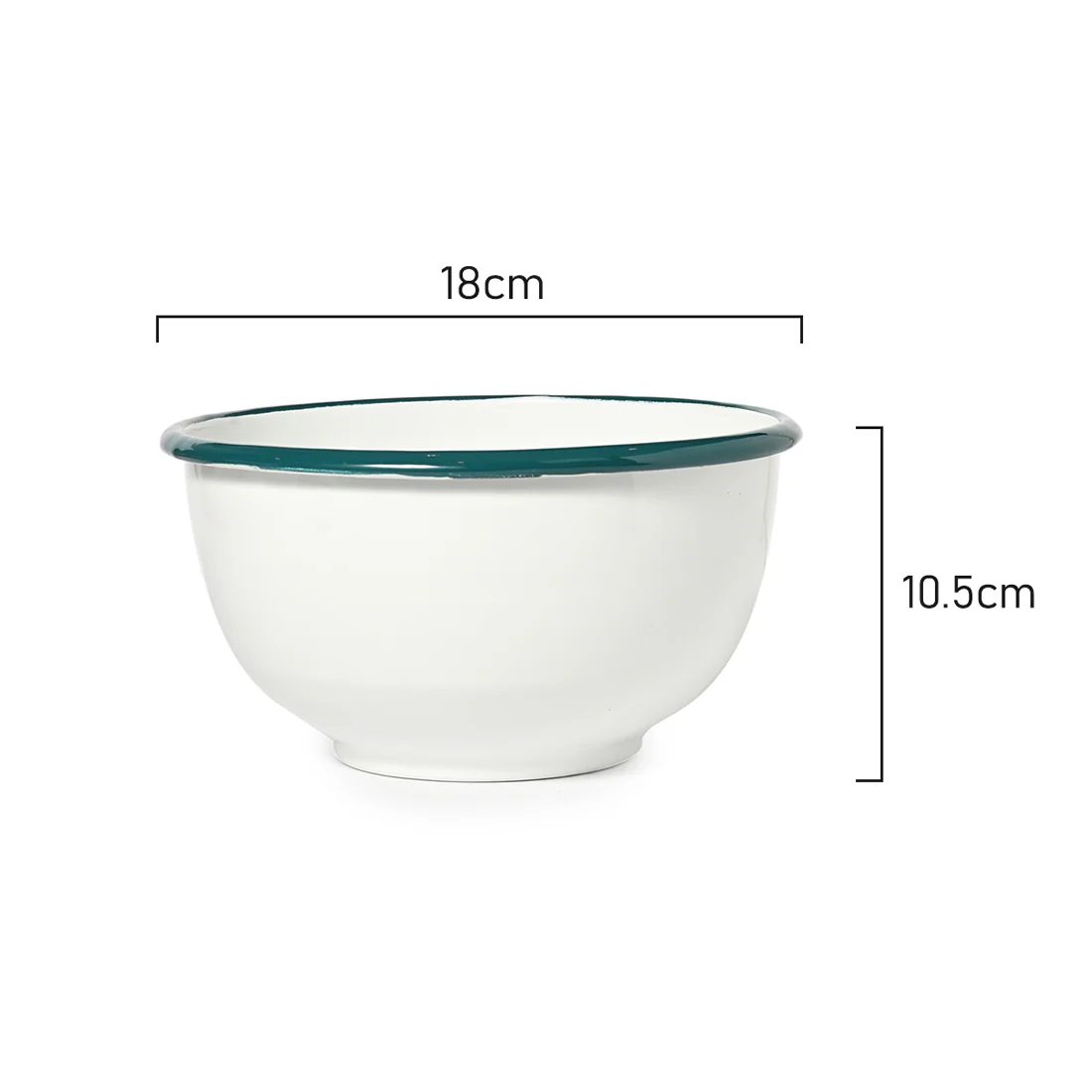 St Clare Enamel Mixing Bowl <br>White & Green <br>Dimensions - 18cm - Image 3