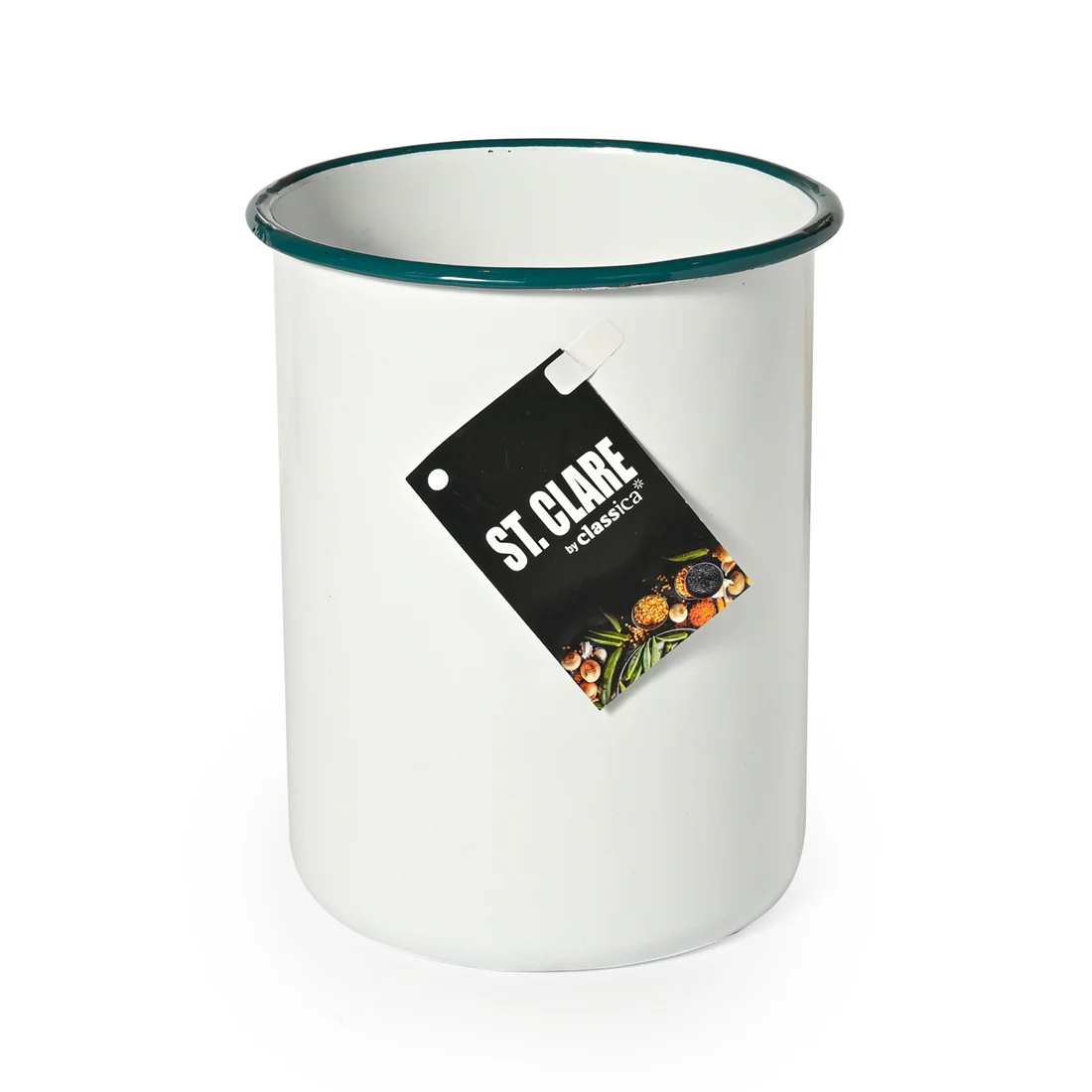 St Clare Enamel Utensil Holder <br>White & Green <br>Dimensions - 14cm - Image 3