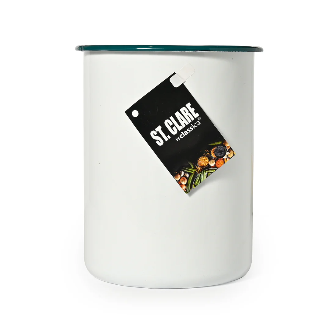 St Clare Enamel Utensil Holder <br>White & Green <br>Dimensions - 14cm - Image 4