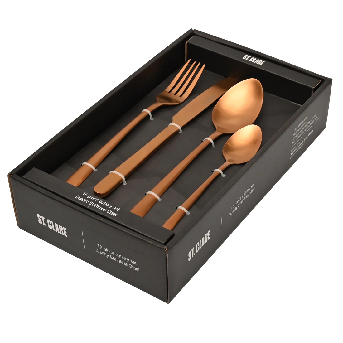St Clare Nordic 16 Pce Cutlery Set <br>Rose Gold Satin Matte Finish <br>Quality Stainless Steel - Image 3