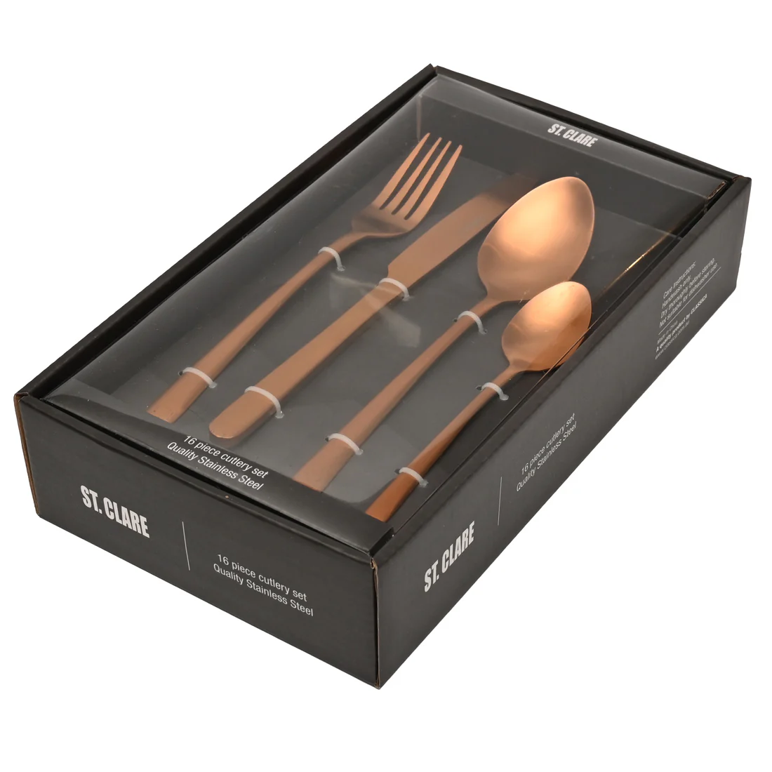 St Clare Nordic 16 Pce Cutlery Set <br>Rose Gold Satin Matte Finish <br>Quality Stainless Steel - Image 4