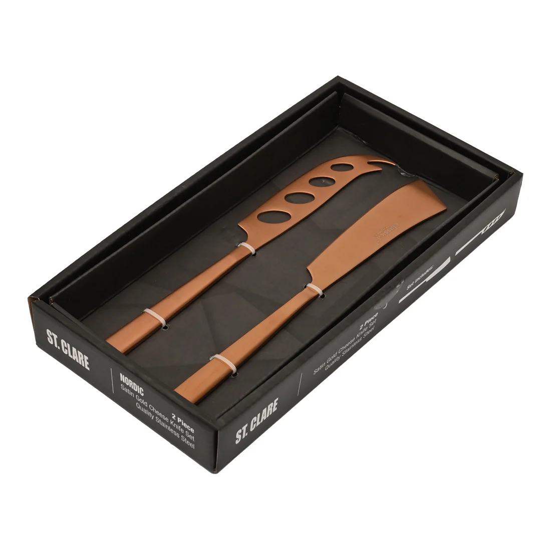St Clare Nordic 2 Pce Cheese Set <br>Rose Gold Satin Finish <br>Quality Stainless Steel - Image 3