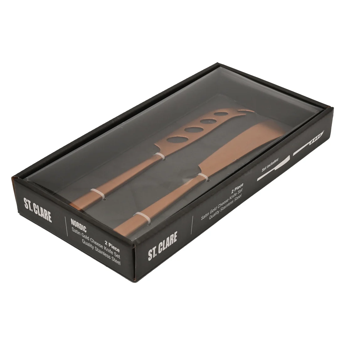 St Clare Nordic 2 Pce Cheese Set <br>Rose Gold Satin Finish <br>Quality Stainless Steel - Image 4
