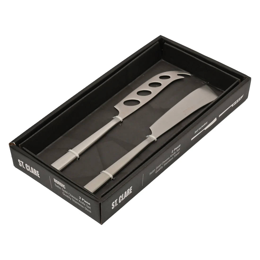 St Clare Nordic 2 Pce Cheese Set <br>Silver Satin Finish <br>Quality Stainless Steel - Image 3