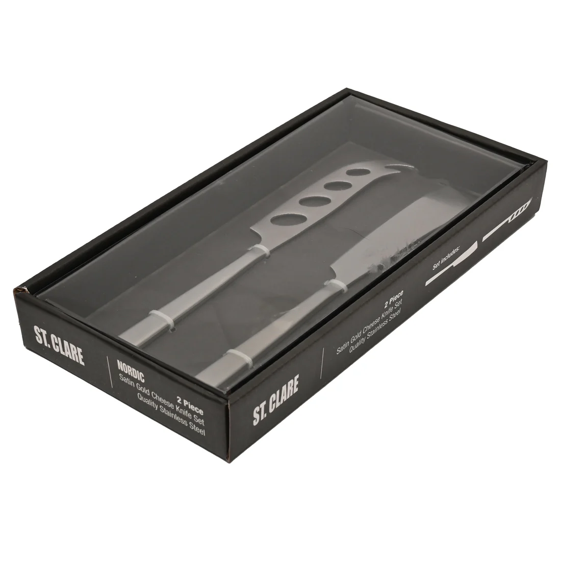 St Clare Nordic 2 Pce Cheese Set <br>Silver Satin Finish <br>Quality Stainless Steel - Image 4