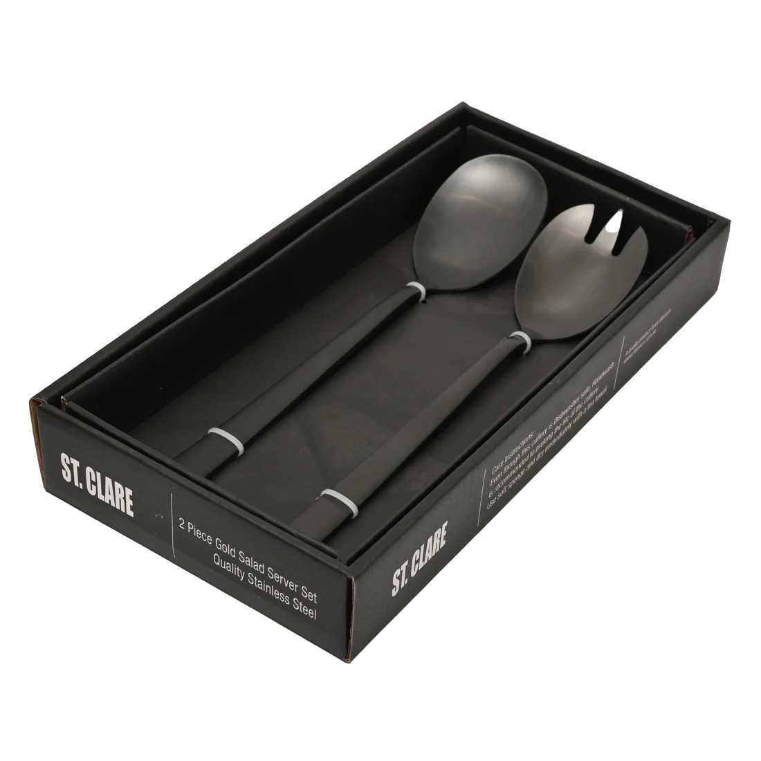 St Clare Nordic 2 Pce Salad & Fork Set <br>Black Satin Finish <br>Quality Stainless Steel - Image 3