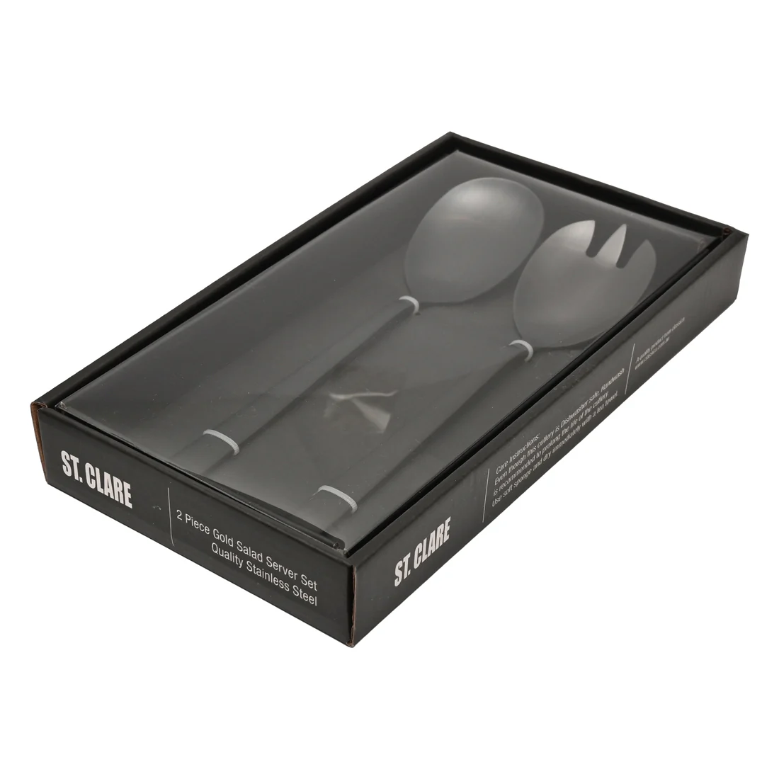St Clare Nordic 2 Pce Salad & Fork Set <br>Black Satin Finish <br>Quality Stainless Steel - Image 4
