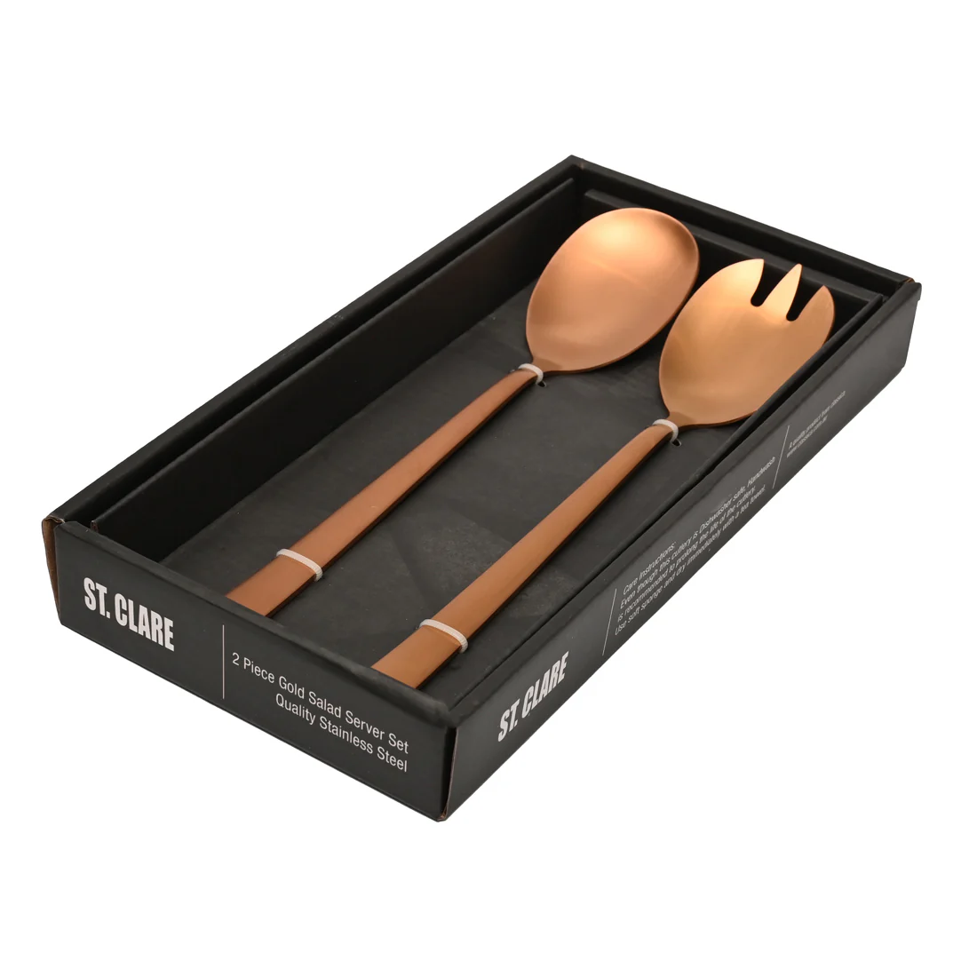 St Clare Nordic 2 Pce Salad & Fork Set <br>Rose Gold Satin Finish <br>Quality Stainless Steel - Image 3