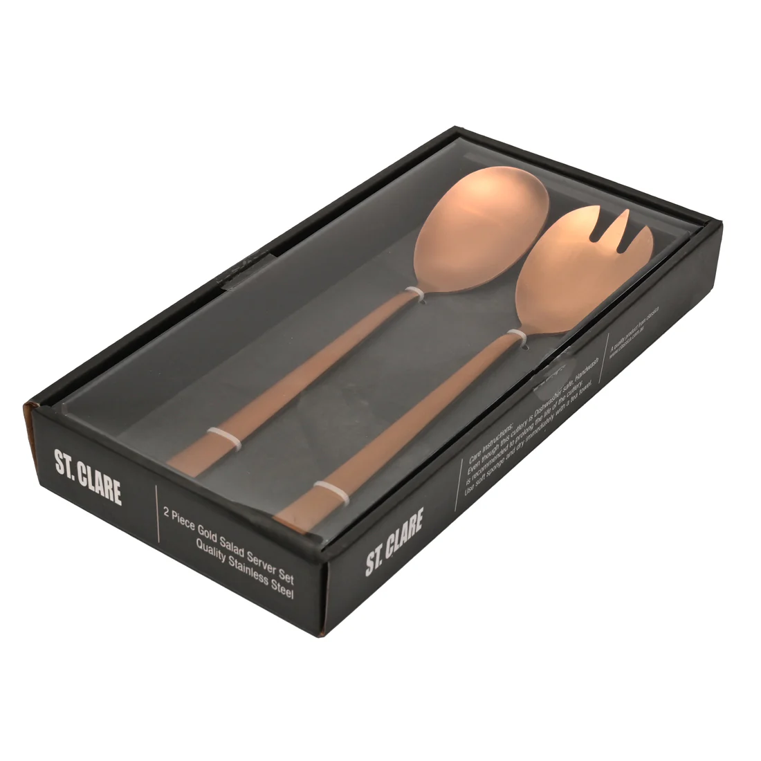 St Clare Nordic 2 Pce Salad & Fork Set <br>Rose Gold Satin Finish <br>Quality Stainless Steel - Image 4