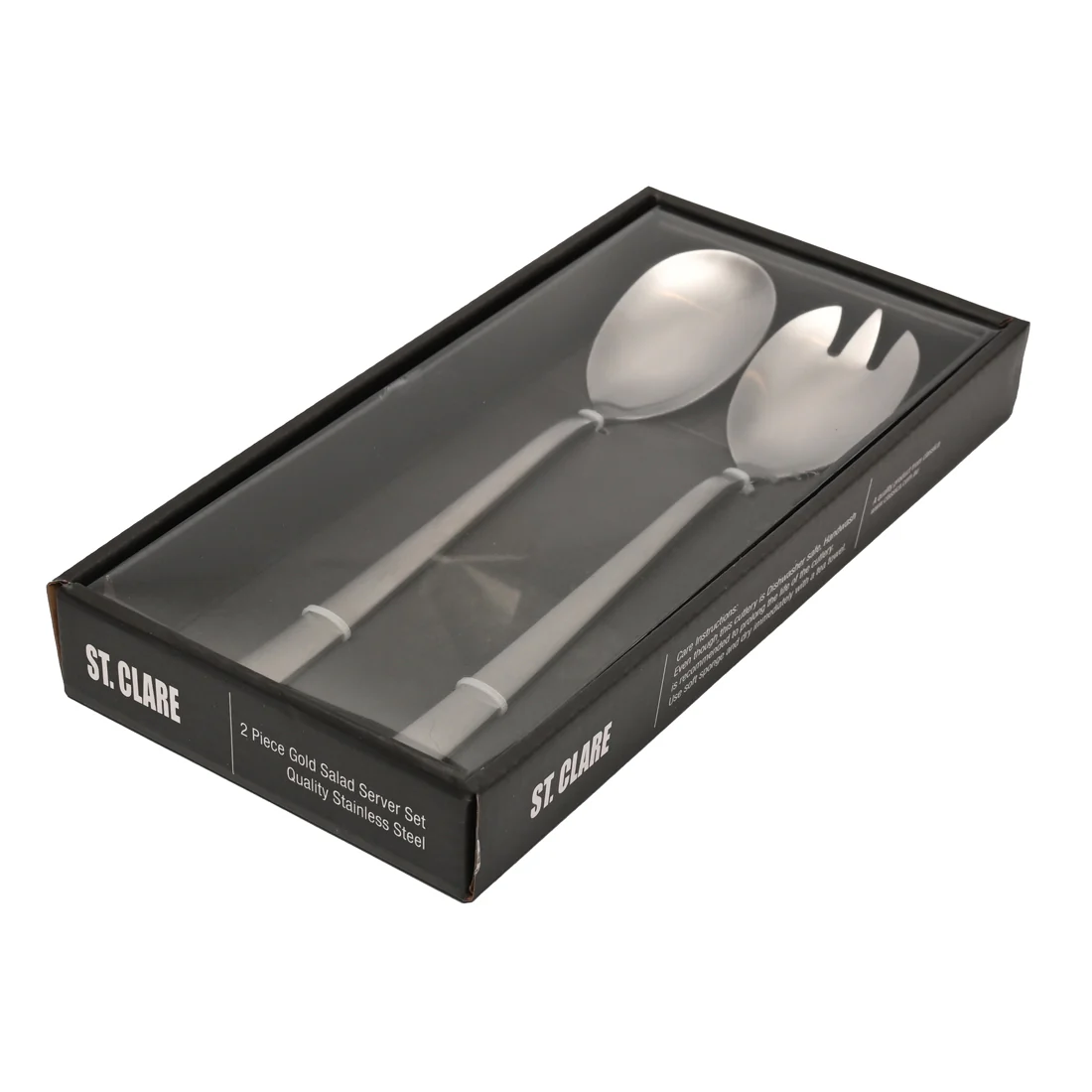 St Clare Nordic 2 Pce Salad & Fork Set <br>Silver Satin Finish <br>Quality Stainless Steel - Image 4