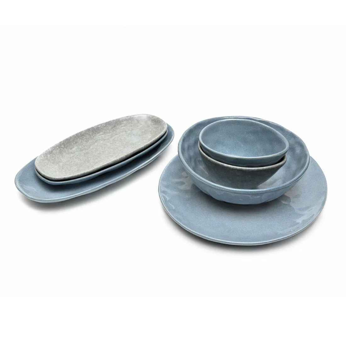 St Clare Oval Serving Plate <br>Reactive Blue <br>Dimensions - 28 x 13cm - Image 3
