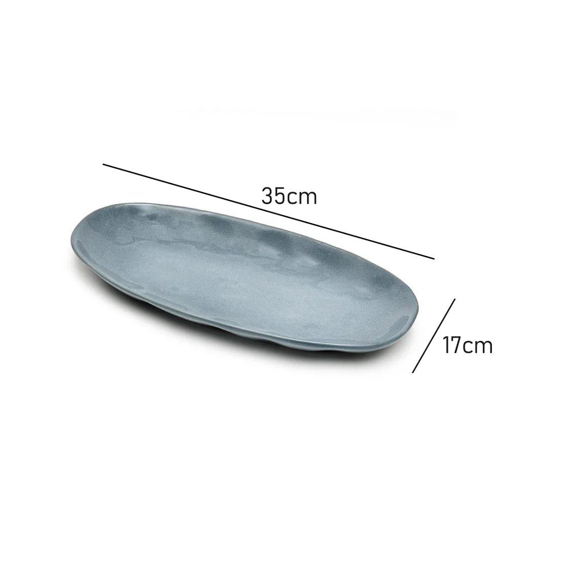 St Clare Oval Serving Plate <br>Reactive Blue <br>Dimensions - 35 x 17cm - Image 4