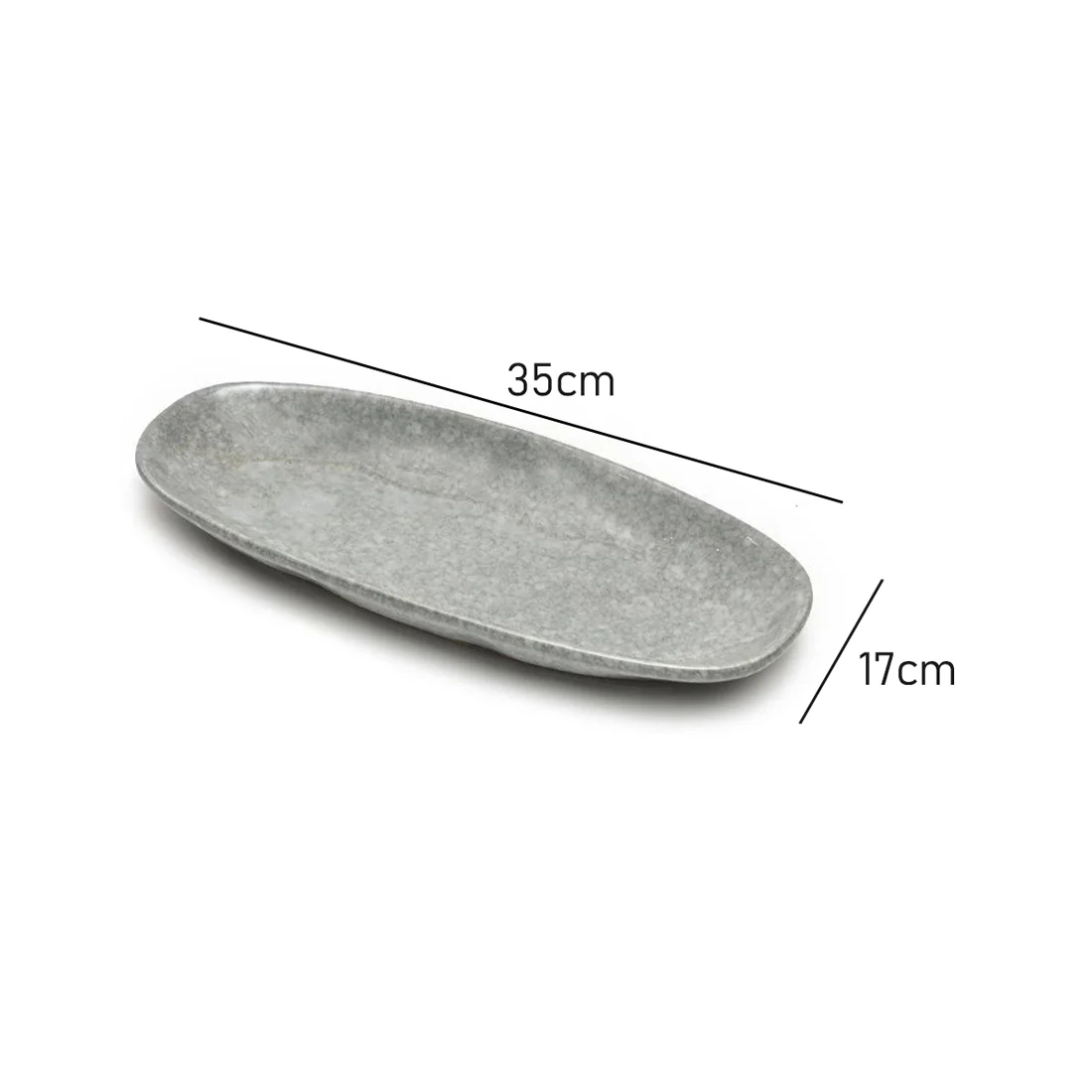 St Clare Oval Serving Plate <br>Reactive Grey <br>Dimensions - 35 x 17cm - Image 4