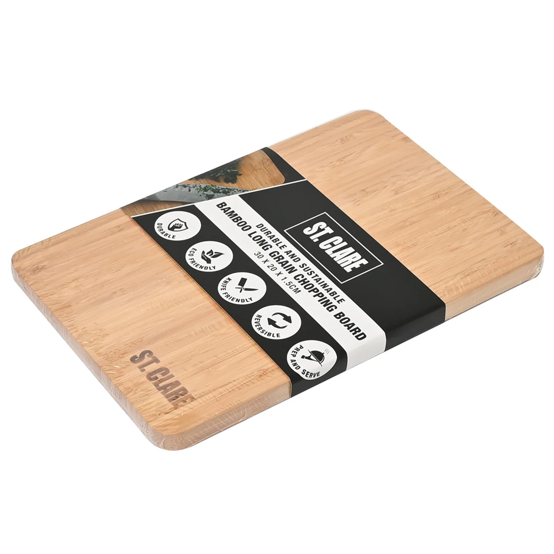 St Clare Rectangular Chopping Board <br>Bamboo Long Grain <br>Dimensions - 30 x 20 x 1.5cm - Image 3