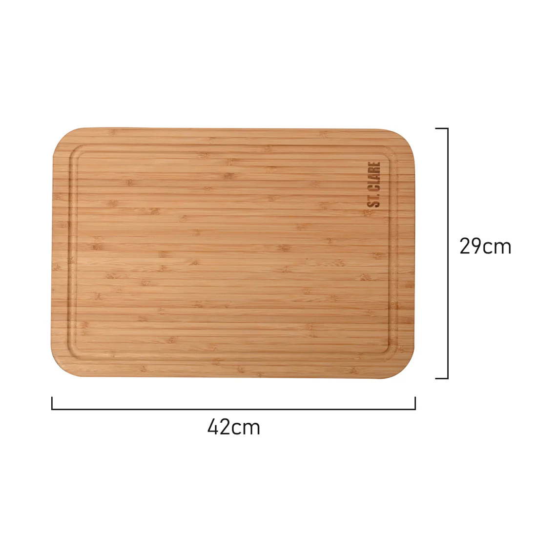 St Clare Rectangular Reversible Chopping Board with Juice Curve <br>Bamboo Long Grain <br>Dimensions - 42 x 29 x 1.8cm - Image 4