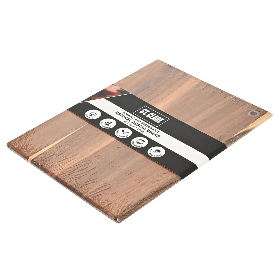 St Clare Rectangular Slim Board <br>Acacia Hardwood <br>Dimensions - 40 x 30 x 1.25cm - Image 3
