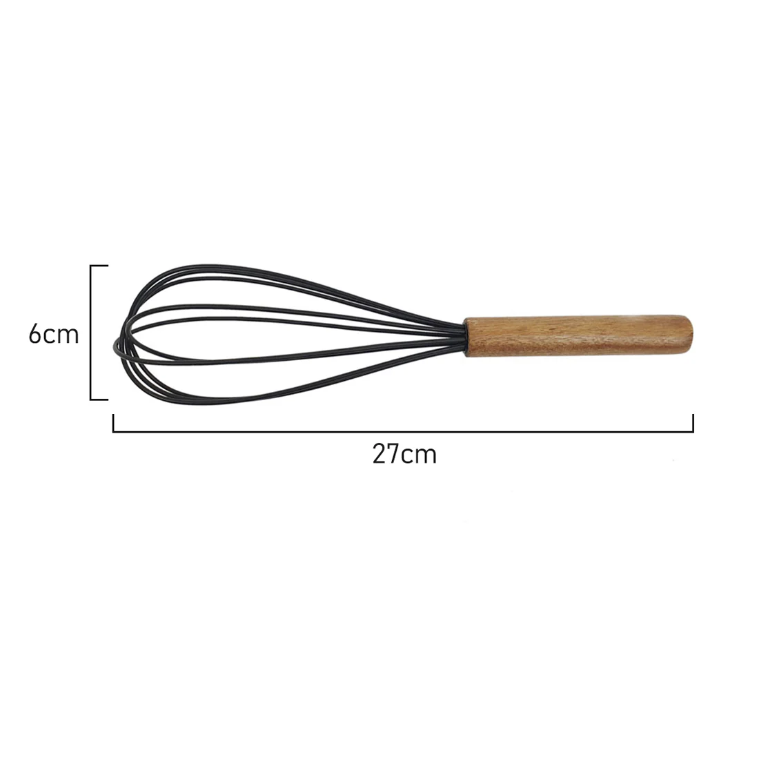 St. Clare Wire Whisk <br>Black Silicone with Acacia Handle <br>27cm - Image 3