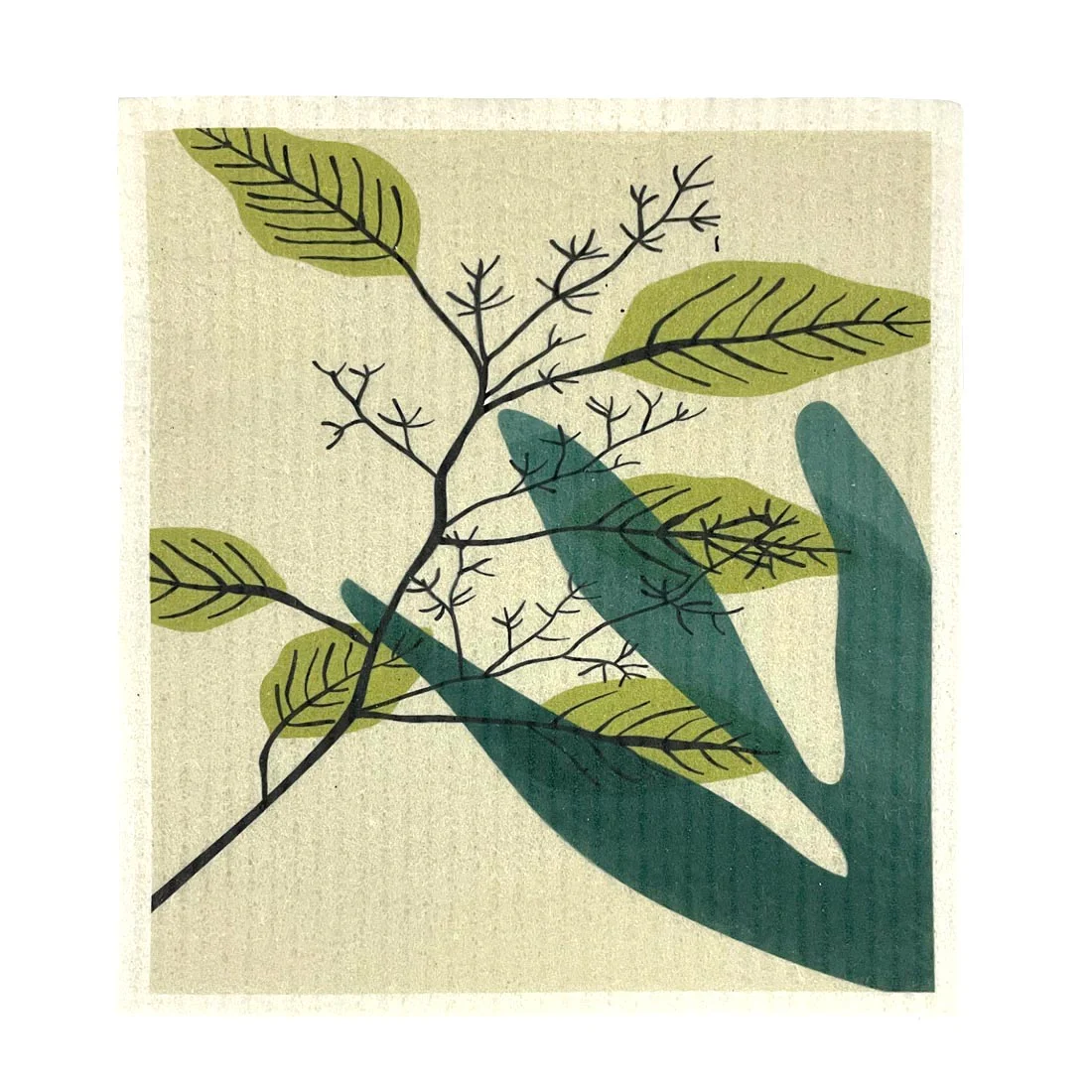 Swedish Dish Cloth - Set of 3 <br>100% Biodegradable <br>Green Leaves - Image 3