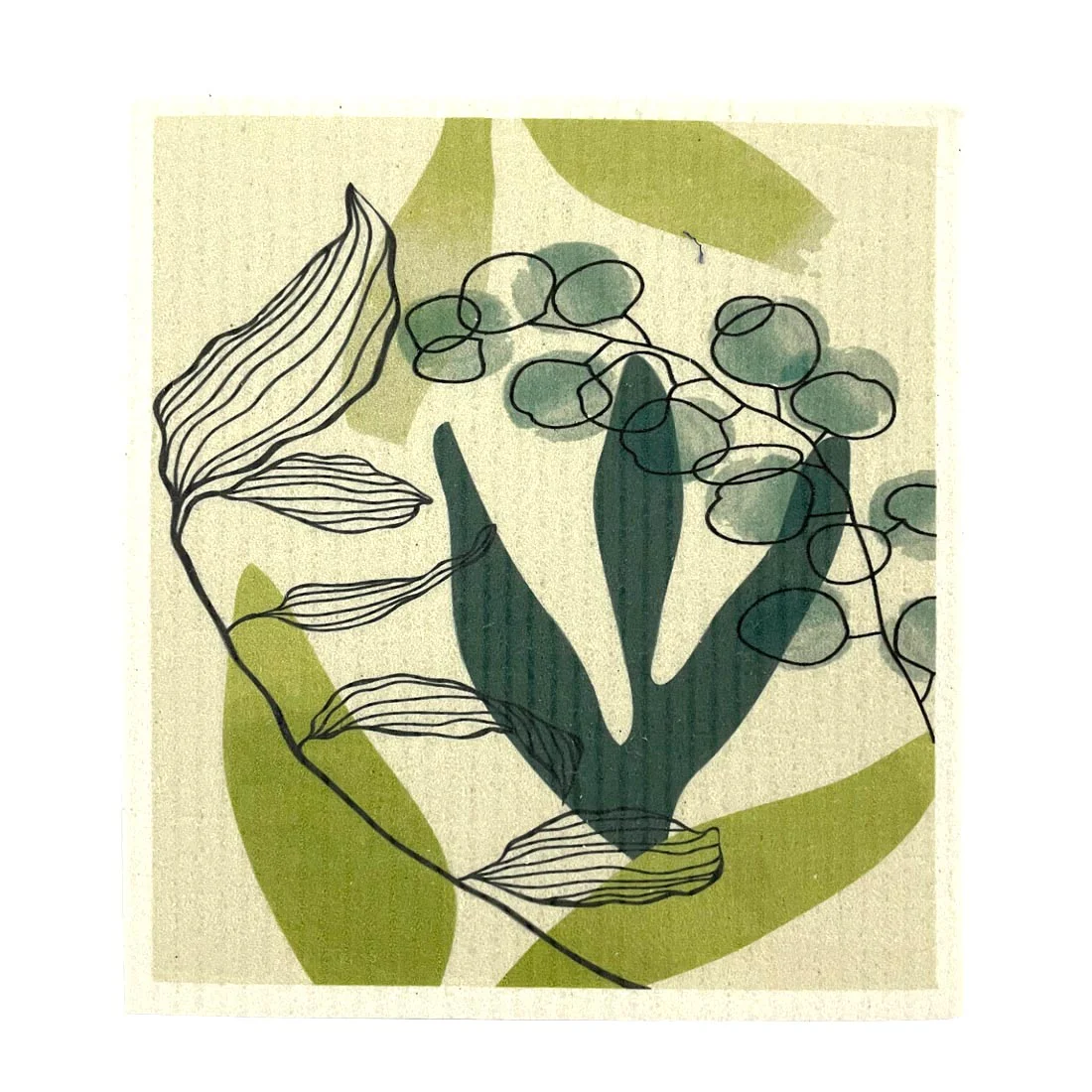 Swedish Dish Cloth - Set of 3 <br>100% Biodegradable <br>Green Leaves - Image 4