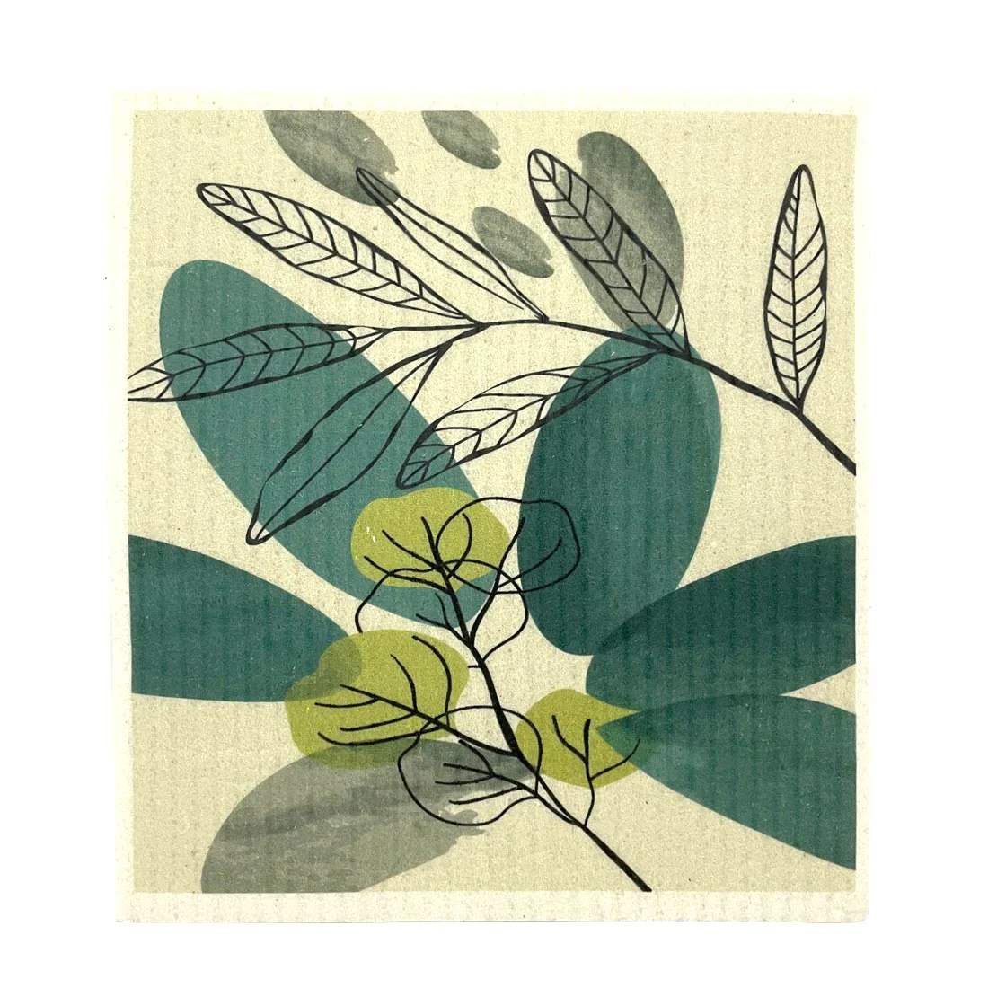 Swedish Dish Cloth - Set of 3 <br>100% Biodegradable <br>Green Leaves - Image 5
