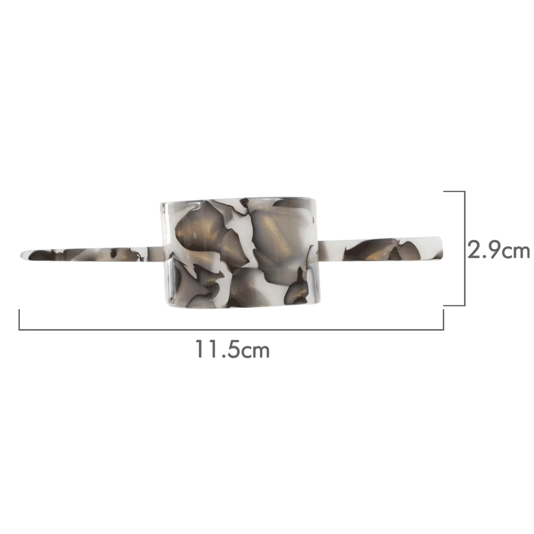 Ullu Harper Hair Slide Barrette <br>Marbled Grey <br>11.5cm x 2.9cm - Image 3