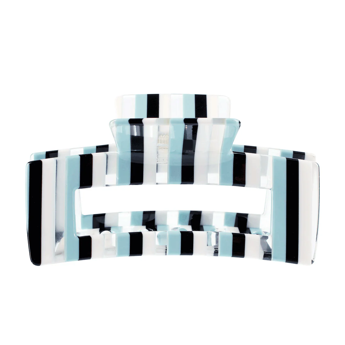 Ullu Melanie Hair Claw <br>Size: 10.5cm x 5cm <br>Stripe Black, White & Light Blue