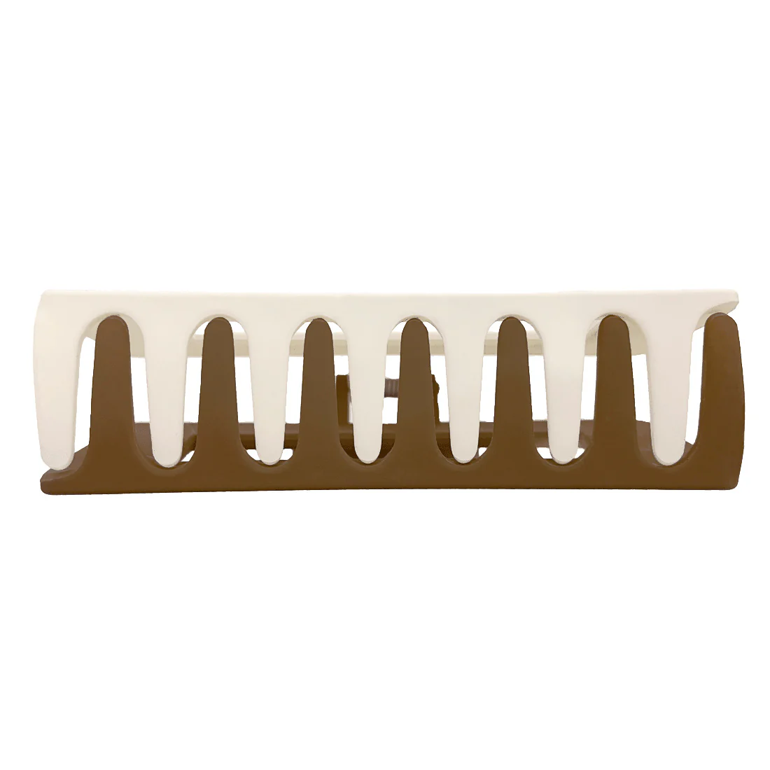 Ullu Melanie Hair Claw <br>Size: 10.5cm x 5cm <br>Two Tone Taupe & White - Image 4