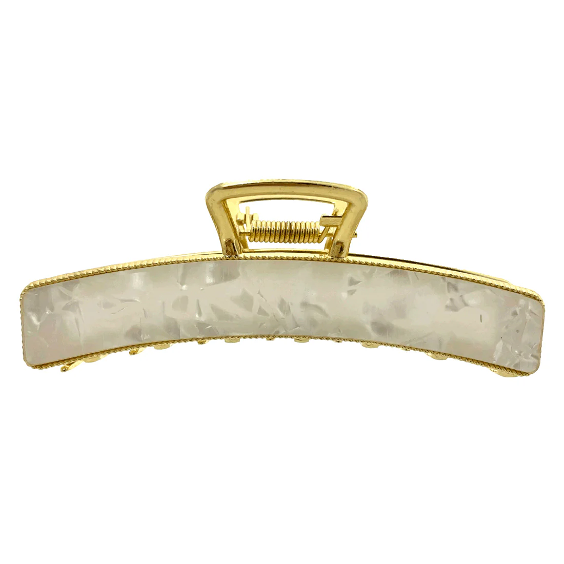 Ullu Mirabel Hair Claw <br>Size: 11 x 4.5 x 4.5cm <br>Pearlised White
