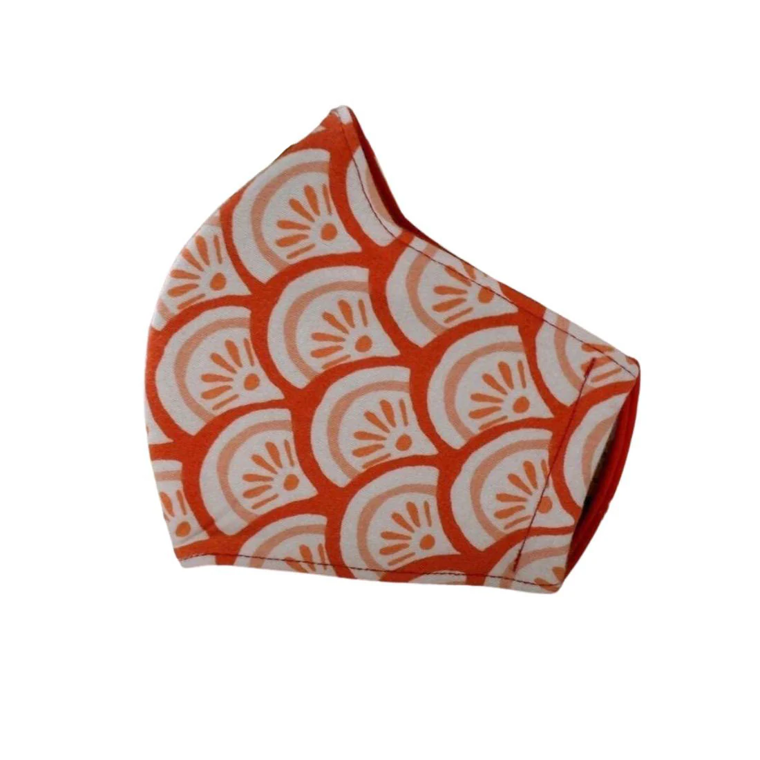 ADULT Washable Face Masks <br>3 layer Antimicrobial cloth fabric <br>Orange Flower - Image 2