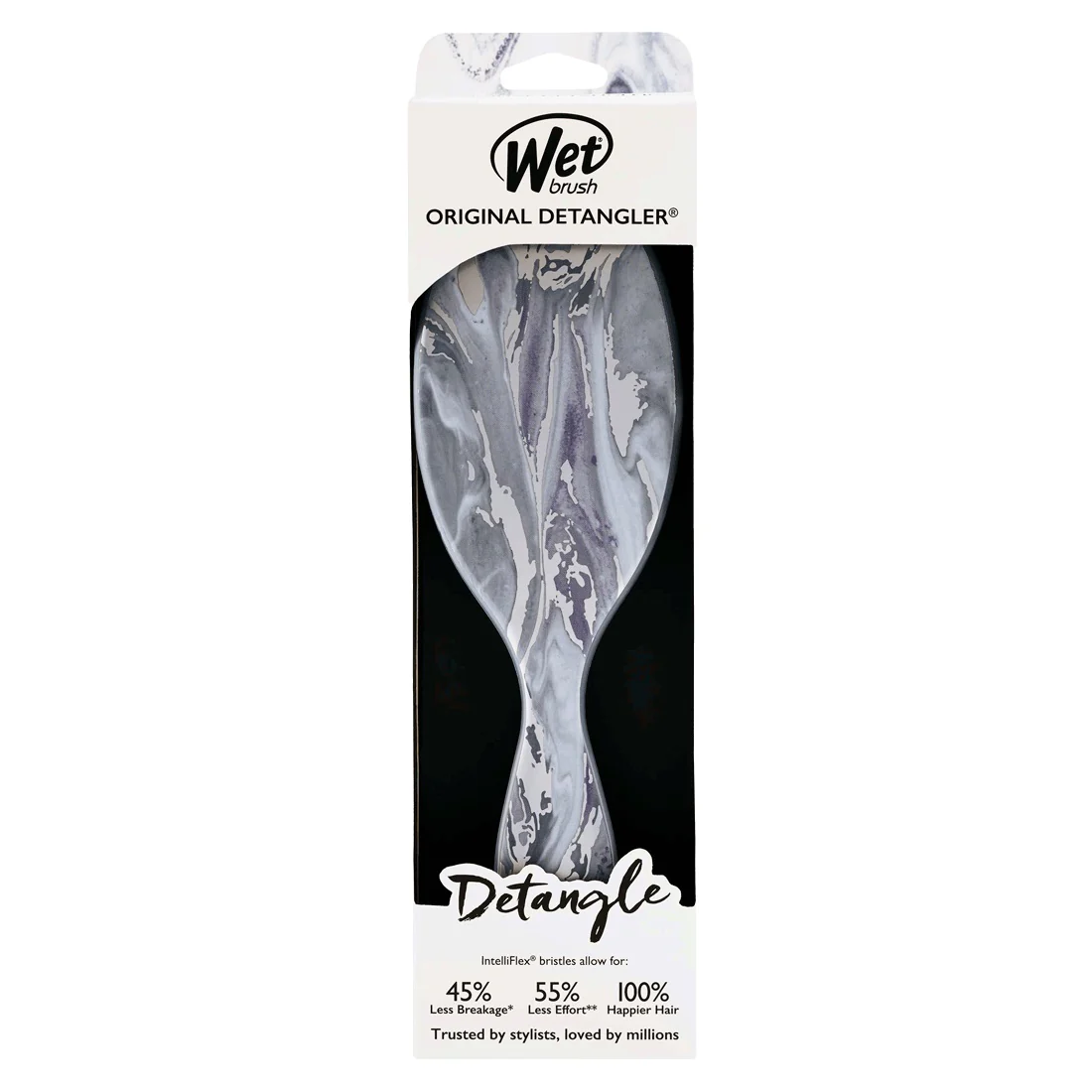 Wet Brush Pro Detangler Hair Brush <br>Silver Metallic Marble <br>IntelliFlex bristles - Image 4